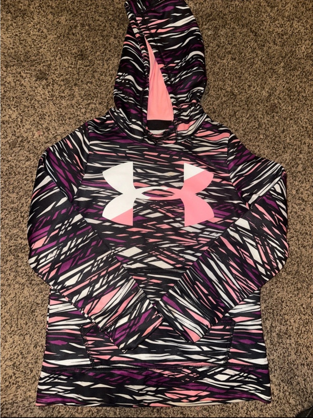Under Armour Black, White & Pink Girls' Logo Hoodie